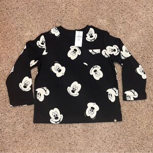 Gap Disney Kids Black Mickey Long Sleeve Shirt, size 2T.